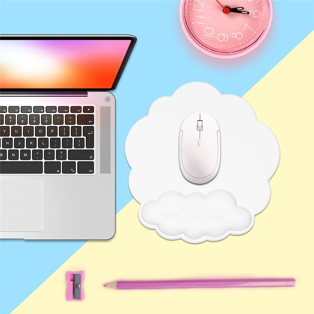 2 pack Mouse Pad Wrist Support with Surface,Cloud Wrist Rest Mousepad with Memory Foam,Non-Slip Base Mouse Pad for Home Office Laptop Easy Pain Relief (Cloud White)