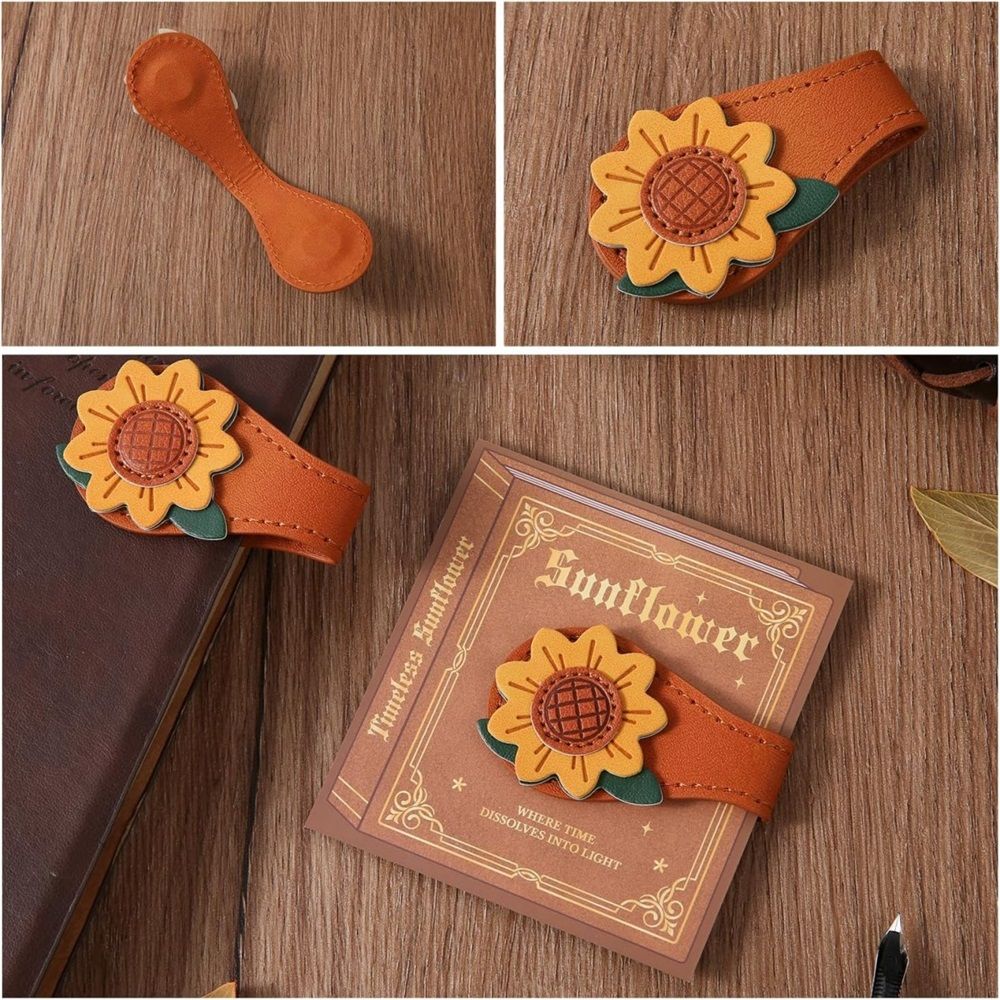 4 PCS Vintage Magnetic Leather Bookmark, Leather Magnetic Bookmarks for Women, Magnetic PU Bookmarks Clip Book Accessories