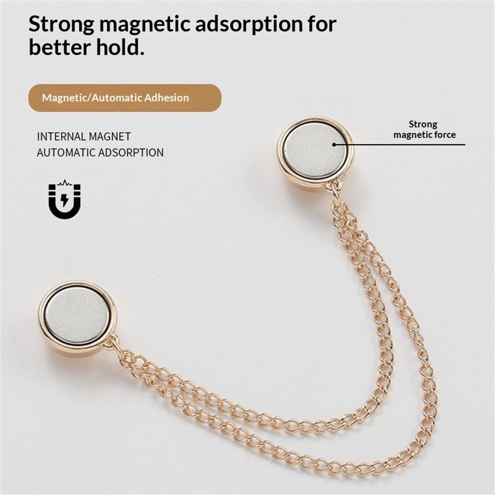 12pcs Magnetic Clothing Clips with Chain, Multi-Function Magnet Button Pins Hijab Cuff Clips for Fixing Hem of Clothes Long Pants Legs Sleeves of Shirts