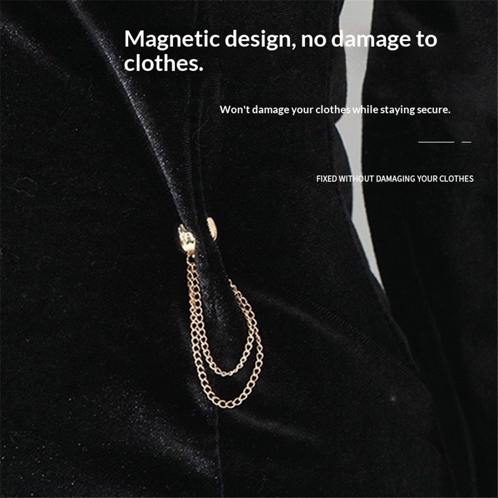 12pcs Magnetic Clothing Clips with Chain, Multi-Function Magnet Button Pins Hijab Cuff Clips for Fixing Hem of Clothes Long Pants Legs Sleeves of Shirts