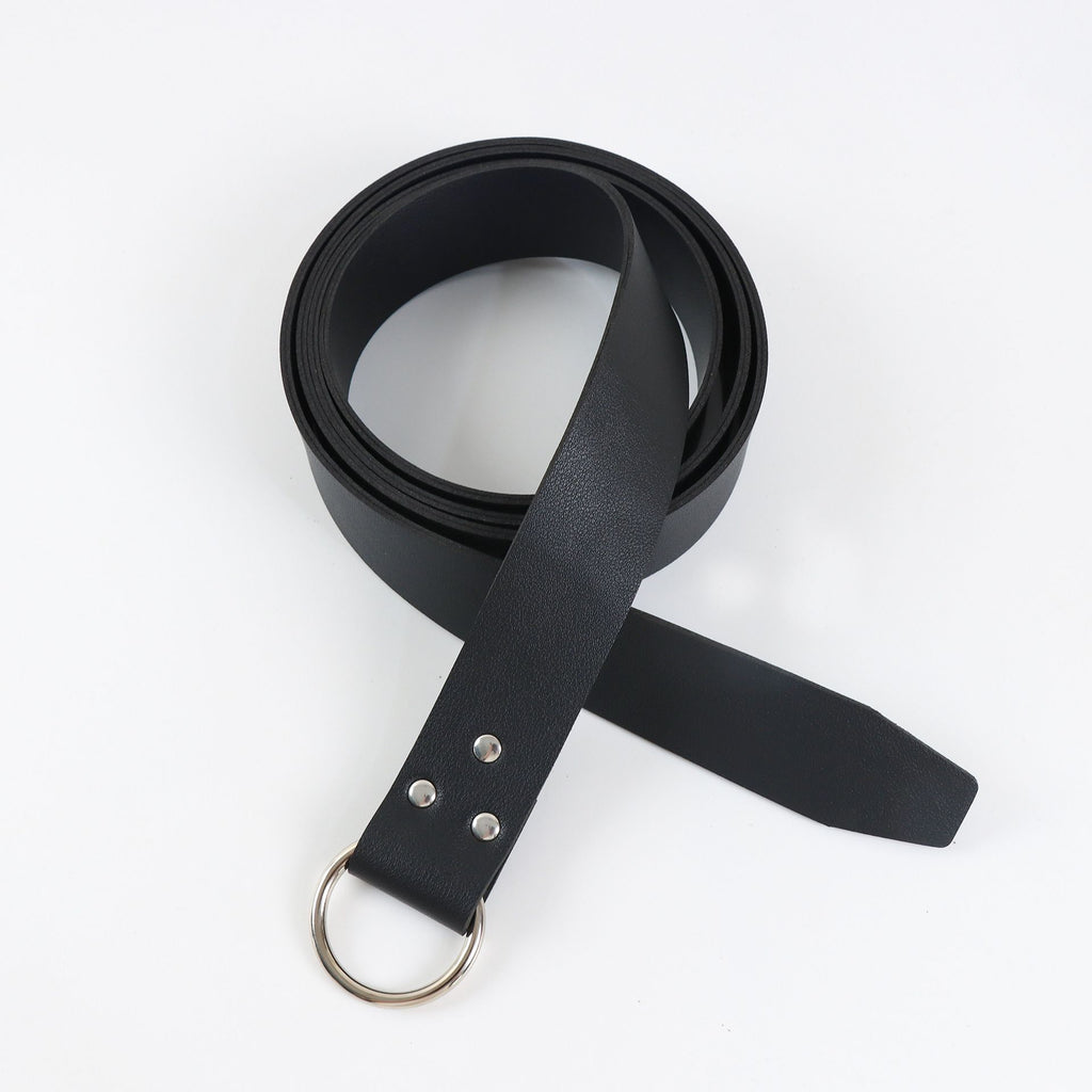 Medieval minimalist Leather Belt - Leather Belt with O Ring Reenactment for Men Women, Halloween Cosplay Black