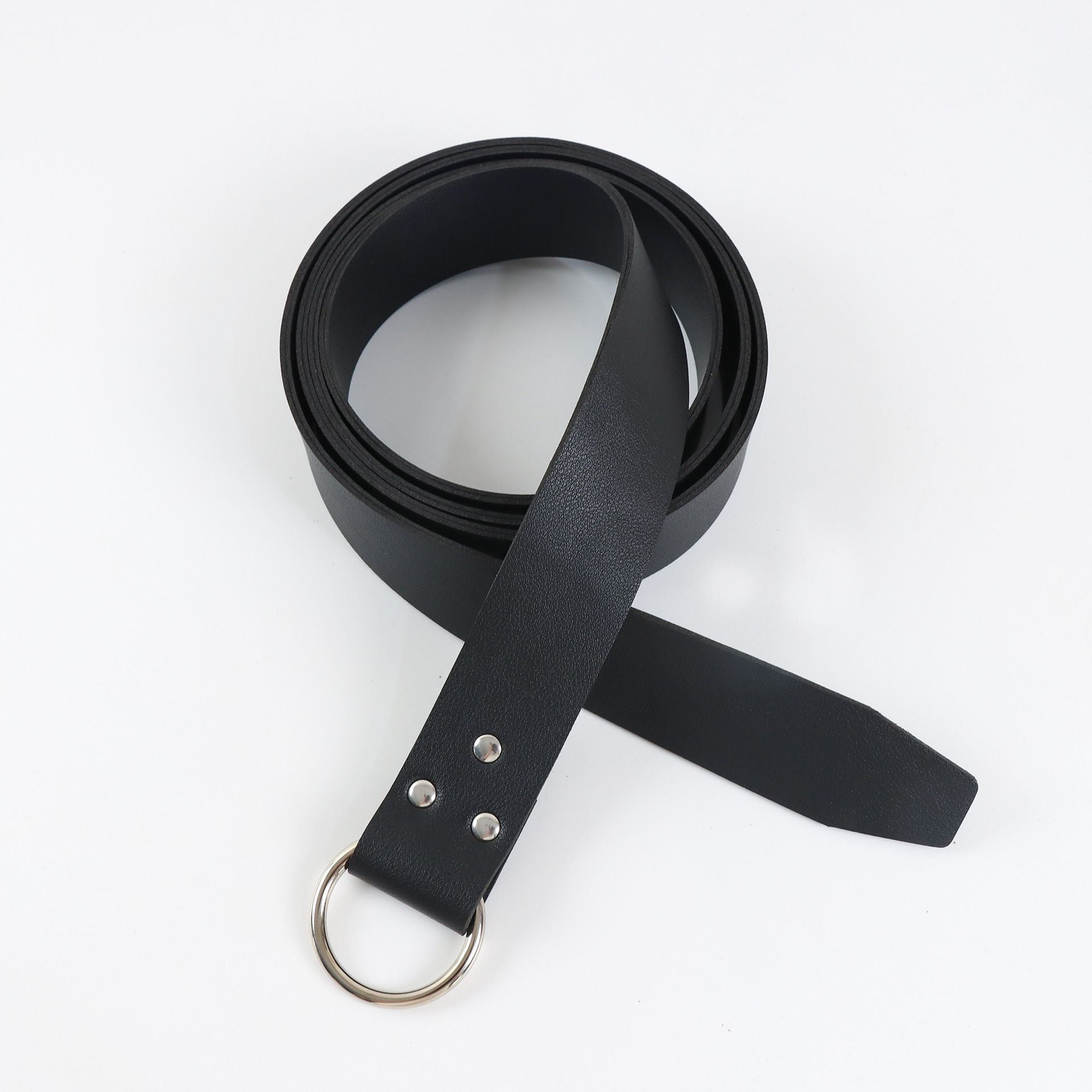 Medieval minimalist Leather Belt - Leather Belt with O Ring Reenactment for Men Women, Halloween Cosplay Black