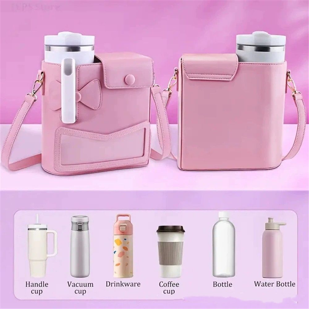 Crossbody Bag for Cup Purse, Outdoor Portable Water Bottle Holder with Adjustable Shoulder Strap（Excluding water cup）