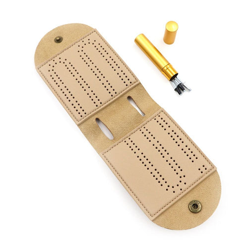 2 pack Travel Cribbage Board Game Set, Portable Cribbage Boards Unique Track Cribbage Board, Foldable PU Mini Cribbage Board