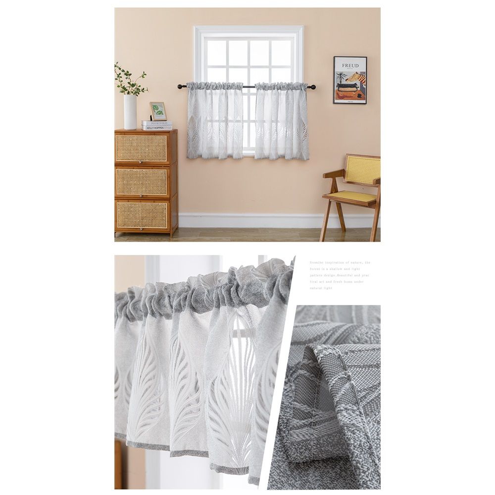 2 pack Half Window Sheer Curtain Valance - Rod Pocket Drape Extra Wide for Small Window Kitchen Cafe Panel 130*41cm
