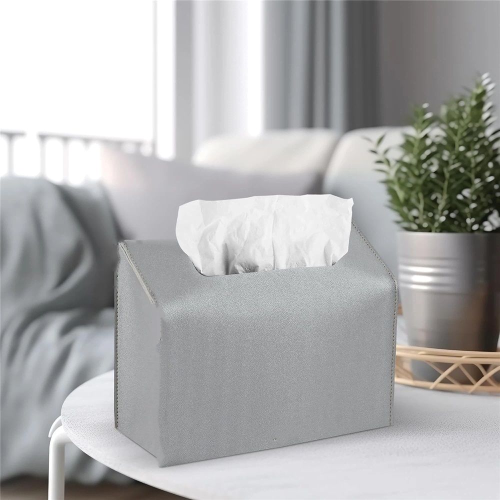 Leather Cover for Disposable Paper Hand Towel Box, Compatible with Paper Hand Towel (Gray, excluding paper)