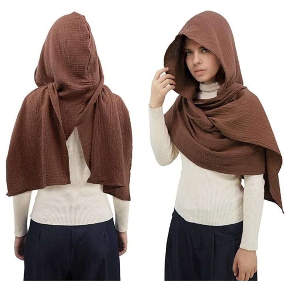 Women Men Fashion Shawl Scarf Cape | Multifunctional Hooded Cowl | Medieval Linen Cotton Cowl Hood |Vintage Goth Costume