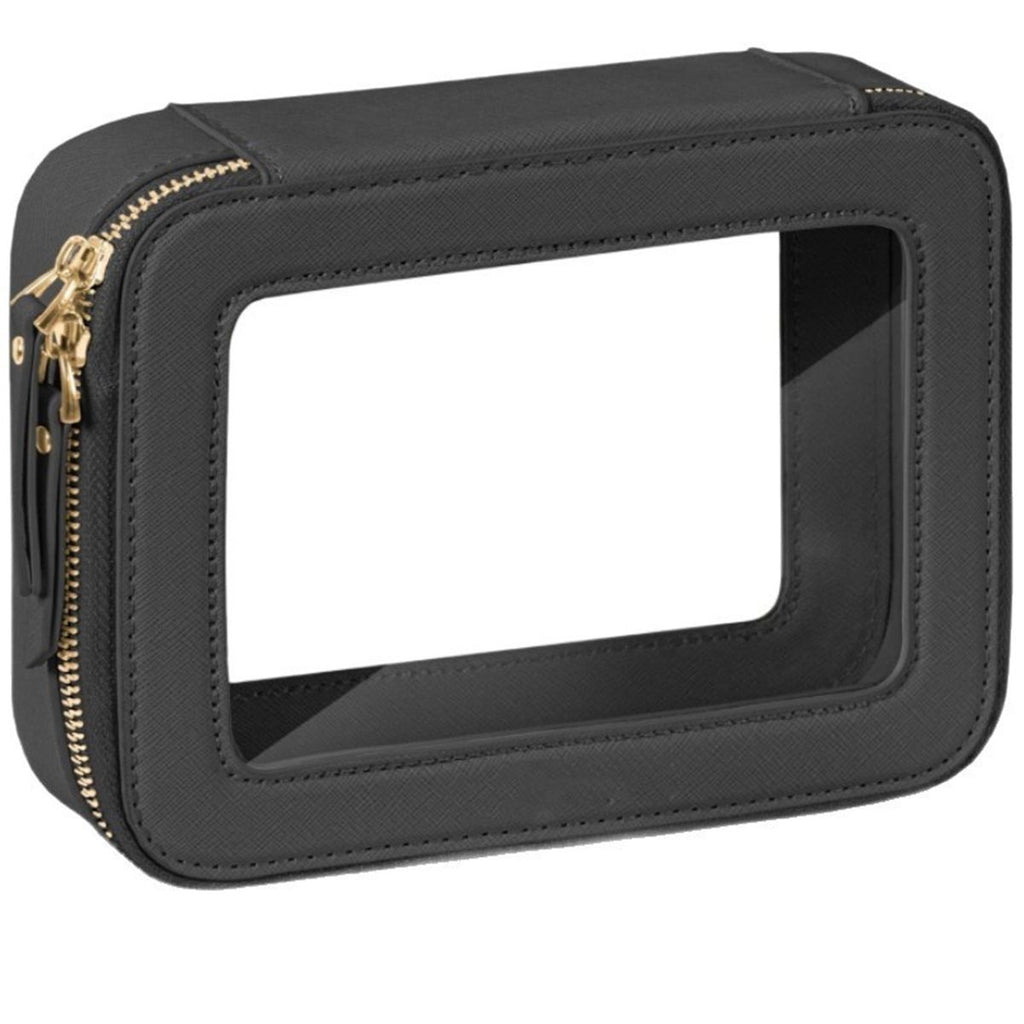 Makeup Bag Cosmetic Organizer Case Waterproof Travel Toiletry Bag Skincare Pouch with Zippers (Black)