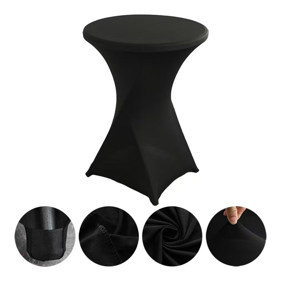 24x43 Inch Black polyester Cocktail Table Cloth Fitted Round Bar Table Stretch Highboy Cocktail Table Covers for Banquet Outdoor Party Wedding Bar Round Bottom Black