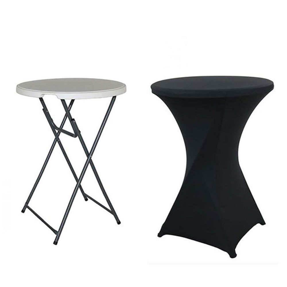 24x43 Inch Black polyester Cocktail Table Cloth Fitted Round Bar Table Stretch Highboy Cocktail Table Covers for Banquet Outdoor Party Wedding Bar Round Bottom Black