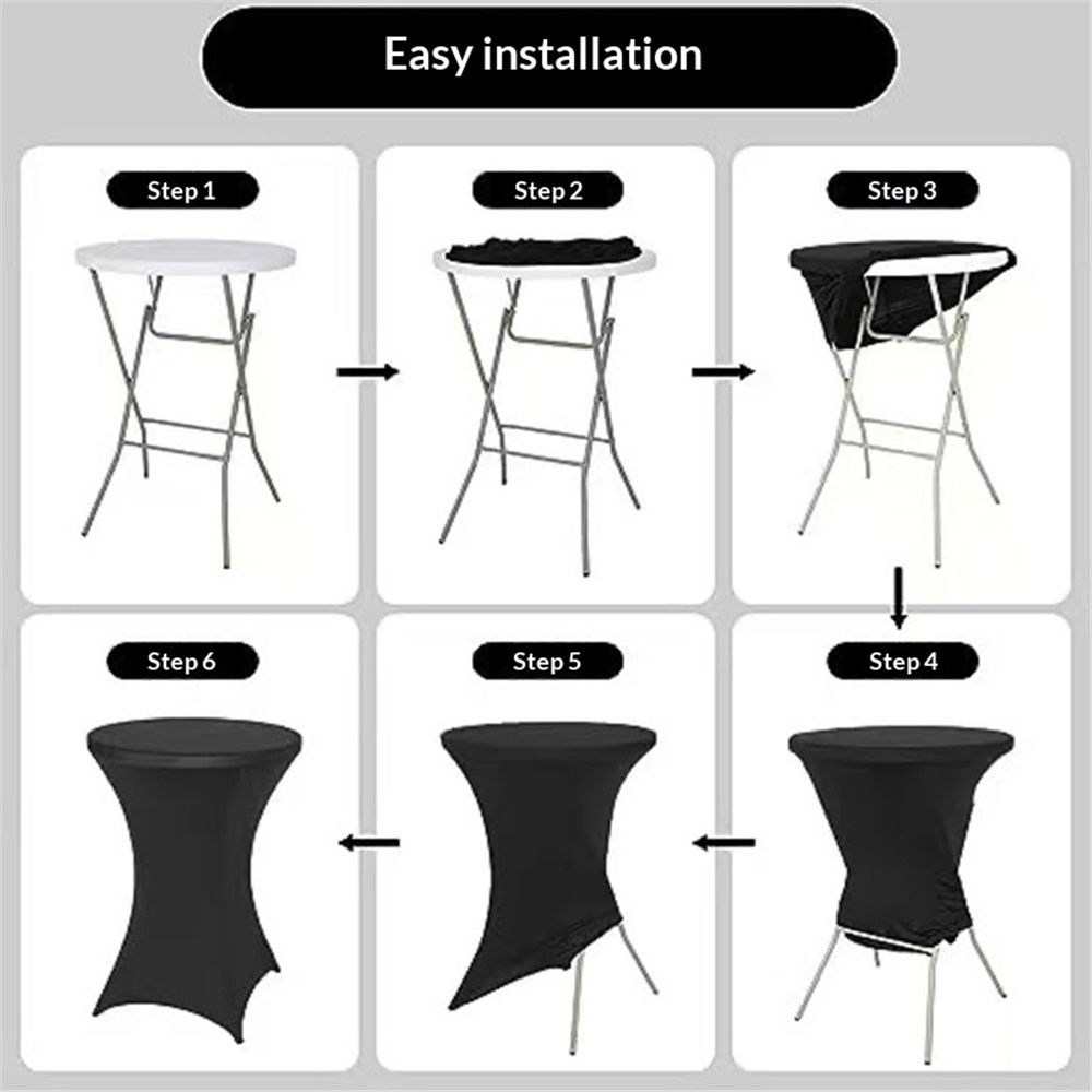 24x43 Inch Black polyester Cocktail Table Cloth Fitted Round Bar Table Stretch Highboy Cocktail Table Covers for Banquet Outdoor Party Wedding Bar Round Bottom Black