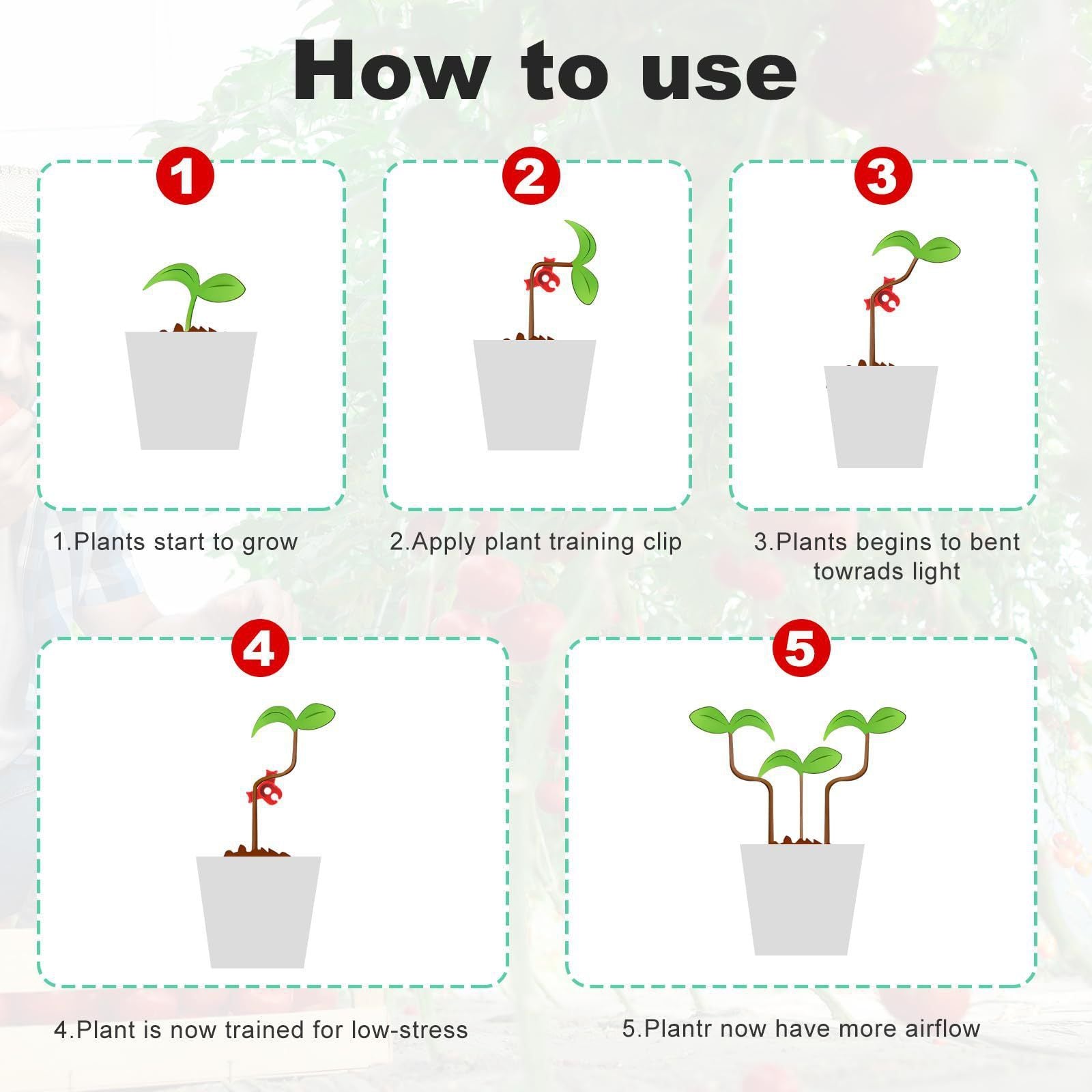 120 Pack Plant Training Clips, 90 Degrees Plant Stem Bender, Low Stress Plant Branch Trainer Clips for Flowers, Vegetables (Circle Style,Red)