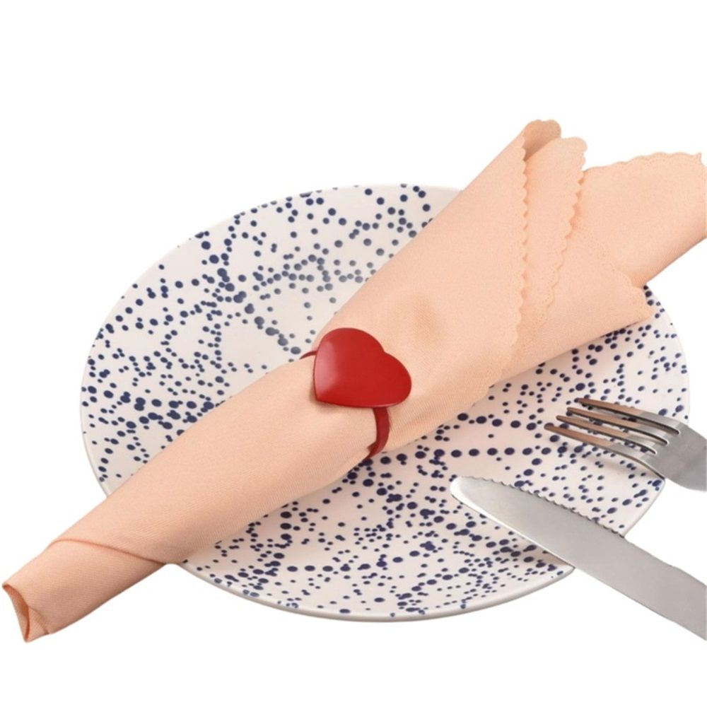 8 pack Valentine's Wedding Napkin Rings - Red Heart Set of 8, Dining Table Decoration, for Wedding Valentine's Day Birthday Party Table Decor Rings