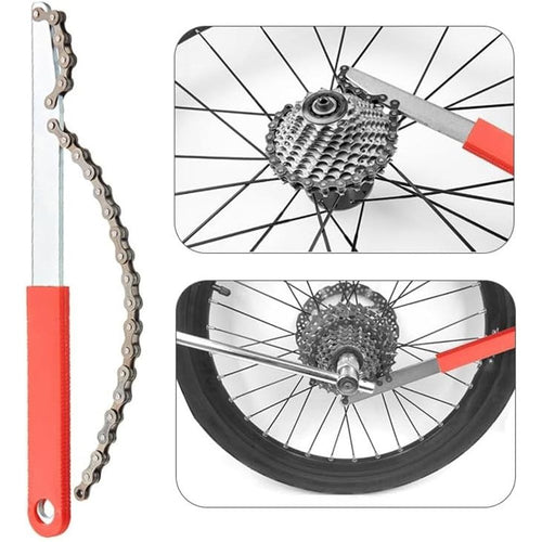 2 pack Bicycle Chain Whip Cycling Wheel Sprocket Wrench Remover Tool, Bicycle Freewheel Removal Kit for Road Bike Maintenance (Red)