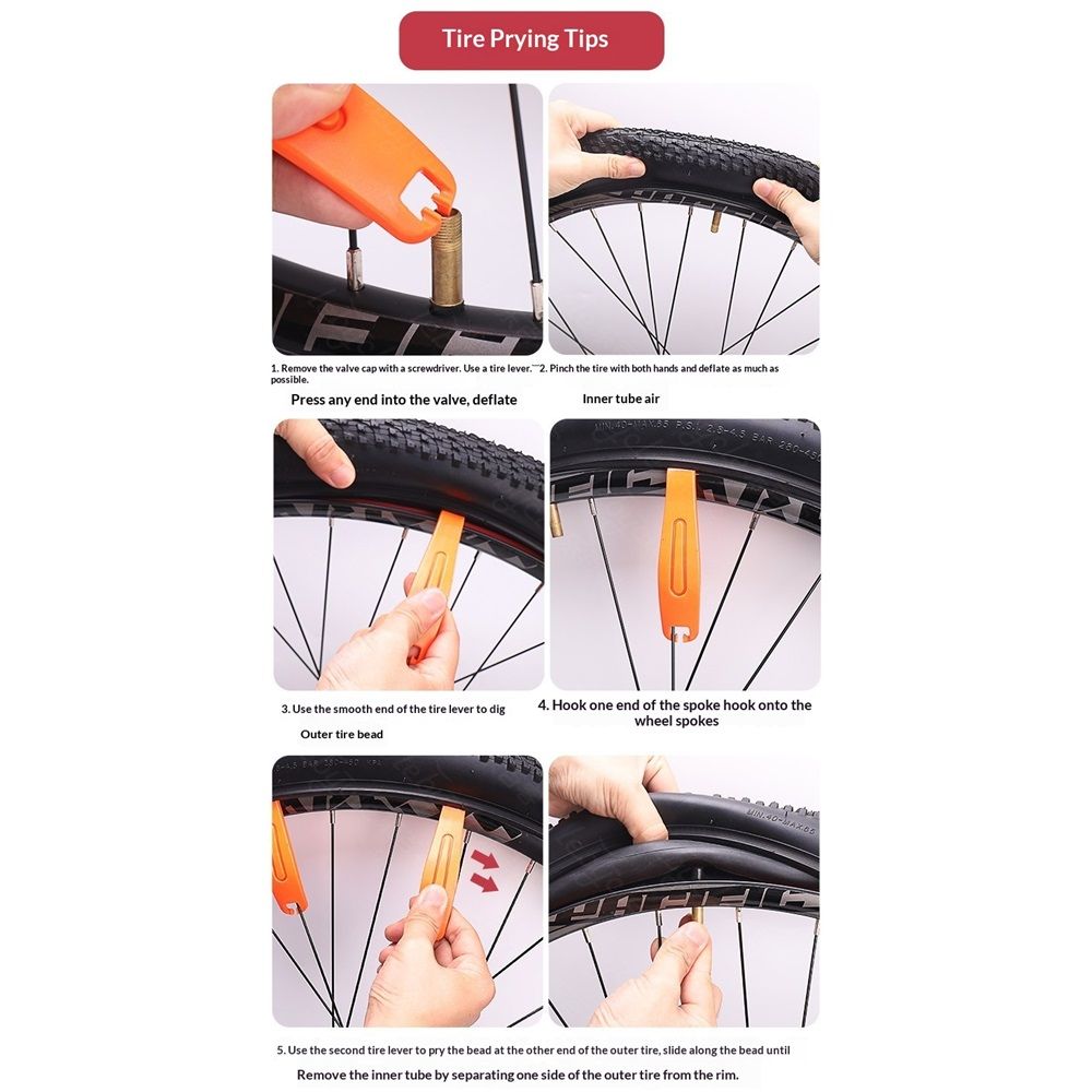 Bike Tire Levers 12-Pack,Ultra-Strong Nylon Tire Changing Tool for Repairing Bike Tubes,Compatible with Road,E-Bike,Gravel & Mountain Tires