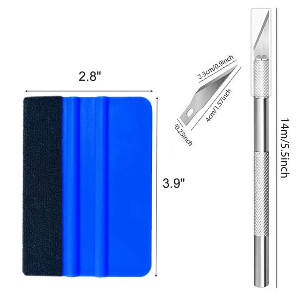 2 Set Felt Edge Vinyl Squeegee 4in + Craft Knife Car Wrap Window Tint Tool