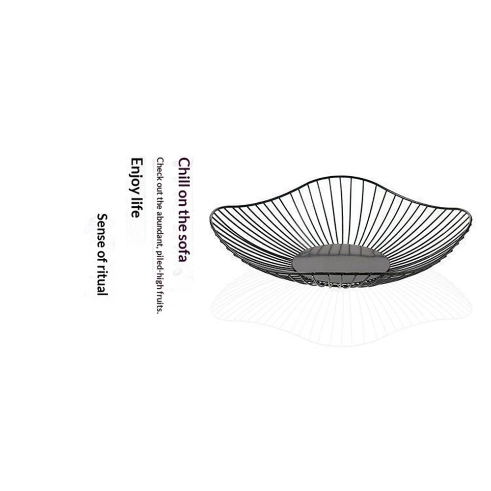 Iron Fruit Basket - Black Fruit Bowl for Kitchen Counter - Wire Storage Basket for Vegetable Snack Candy - Square Fruit Holder for Countertop - 10.7 Inches (Square)