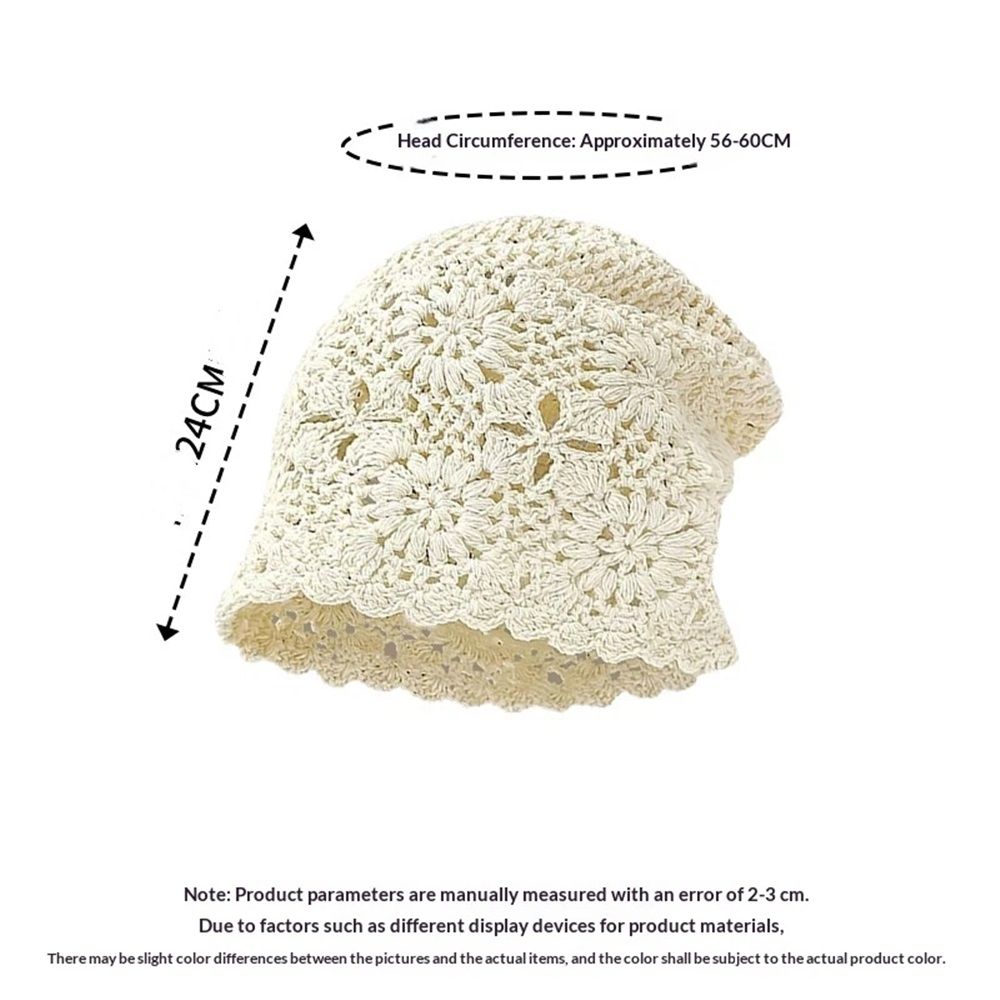 Women Cotton Crochet Slouchy Beanie Hat Handmade Knit Cap, Crochet Travel Photography Knitted Hat Beige