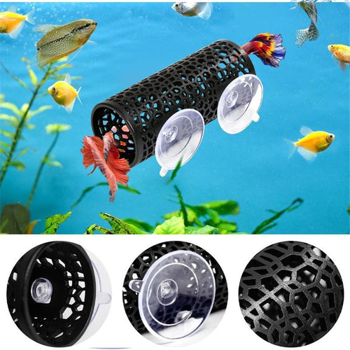 2 pack Betta Fish Toys, Black Betta Fish Tunnel Hammock, Safe Aquarium Decor for Smallfish Shrimp, Bettas Tank Accessories with Suction Cups Perfect for Hideout and Play Area