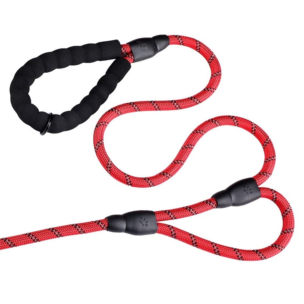 Dog Leash Heavy Duty 6ft, Double Handle Dog Leash with Padded Handle for Traffic Control, Reflective Rope Leashes for Large and Medium Dogs Night Control Safety Training (Red)