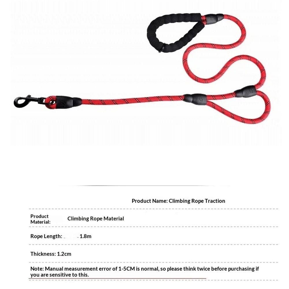 Dog Leash Heavy Duty 6ft, Double Handle Dog Leash with Padded Handle for Traffic Control, Reflective Rope Leashes for Large and Medium Dogs Night Control Safety Training (Red)