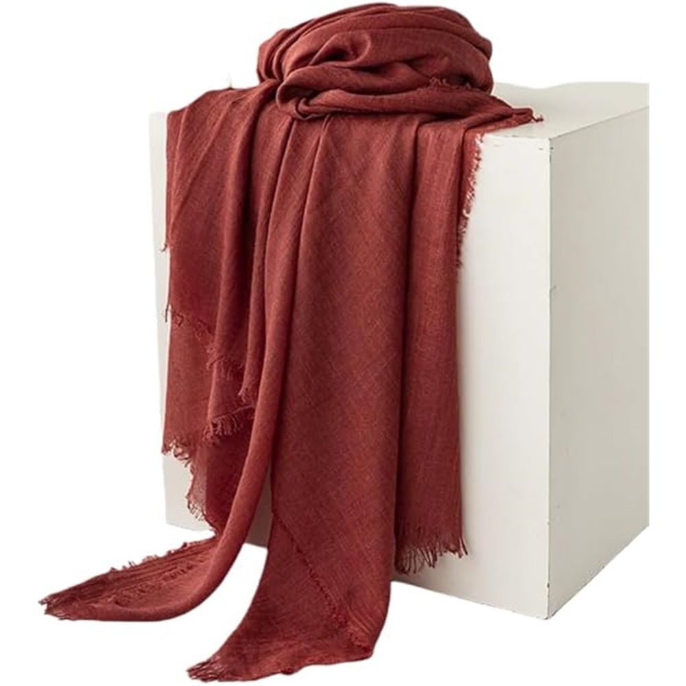 Women Scarfs Large Long Beach Gauze Shawl Wrap,for Daily Outfits Stylish Occasions,Scarf Category Ornament 100cm-190cm(dark red)