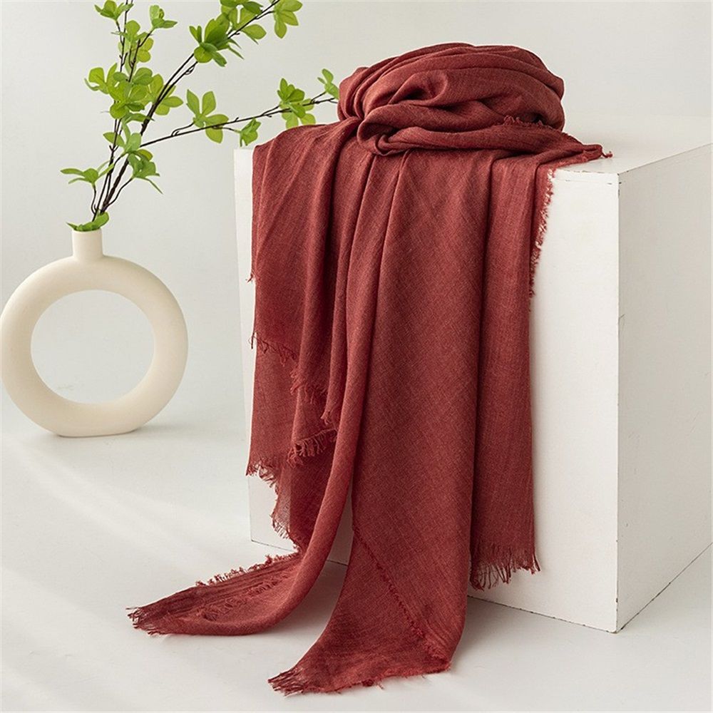 Women Scarfs Large Long Beach Gauze Shawl Wrap,for Daily Outfits Stylish Occasions,Scarf Category Ornament 100cm-190cm(dark red)