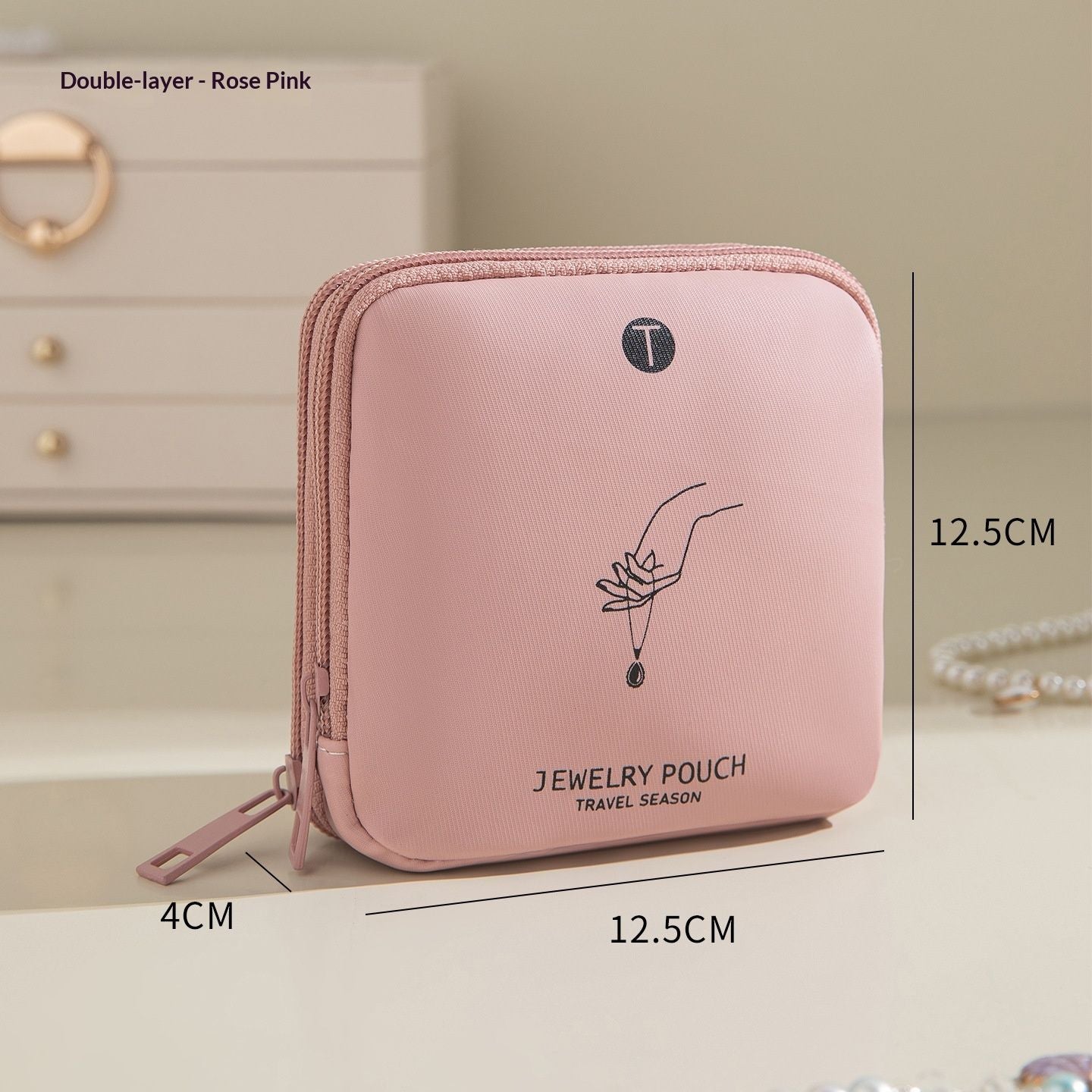Small Travel Jewelry Case, Jewelry Pouch Bag with Zipper, Valentines Gifts for Women, Jewelry Organizer for Bracelet Bangle Rings Earring (Pink,only bag)