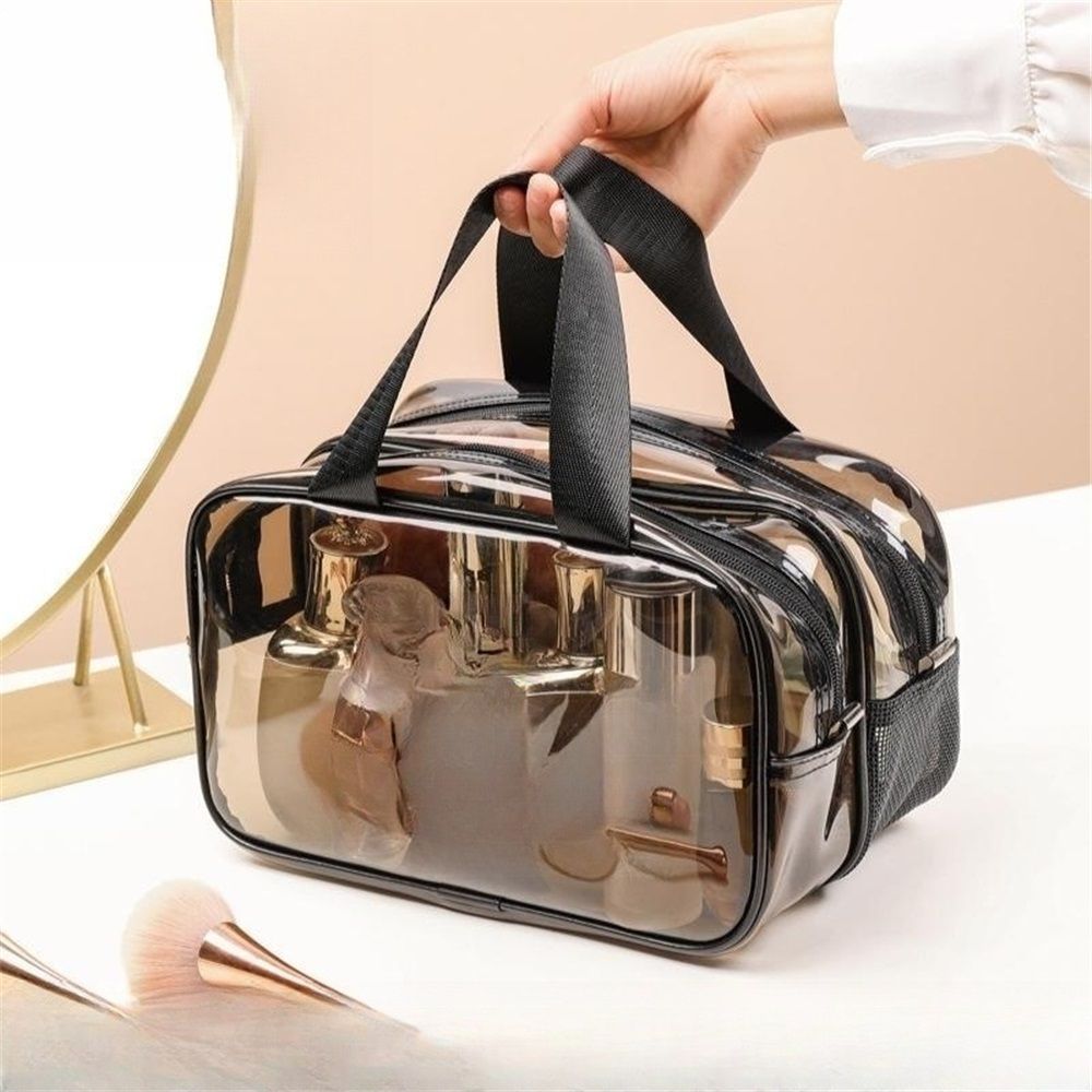 Clear Toiletry Bag for Women Men, Portable Large Travel Makeup Bag, Waterproof & Draining Transparent Cosmetic Bag
