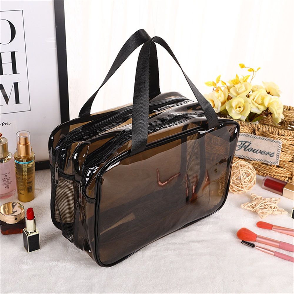 Clear Toiletry Bag for Women Men, Portable Large Travel Makeup Bag, Waterproof & Draining Transparent Cosmetic Bag