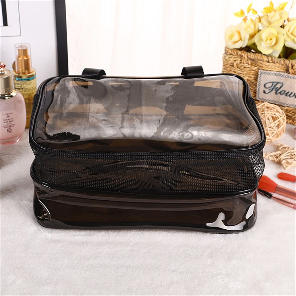 Clear Toiletry Bag for Women Men, Portable Large Travel Makeup Bag, Waterproof & Draining Transparent Cosmetic Bag