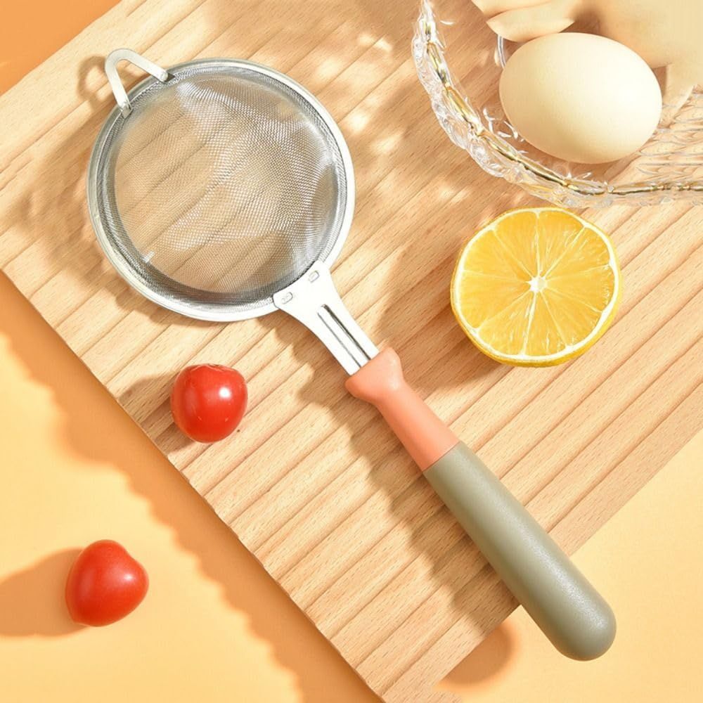 Small Fine Mesh Strainer: Stainless Steel Kitchen Food Sieve with Sturdy Handle, Heavy Duty Deep Handheld Colander for Tea, Juice