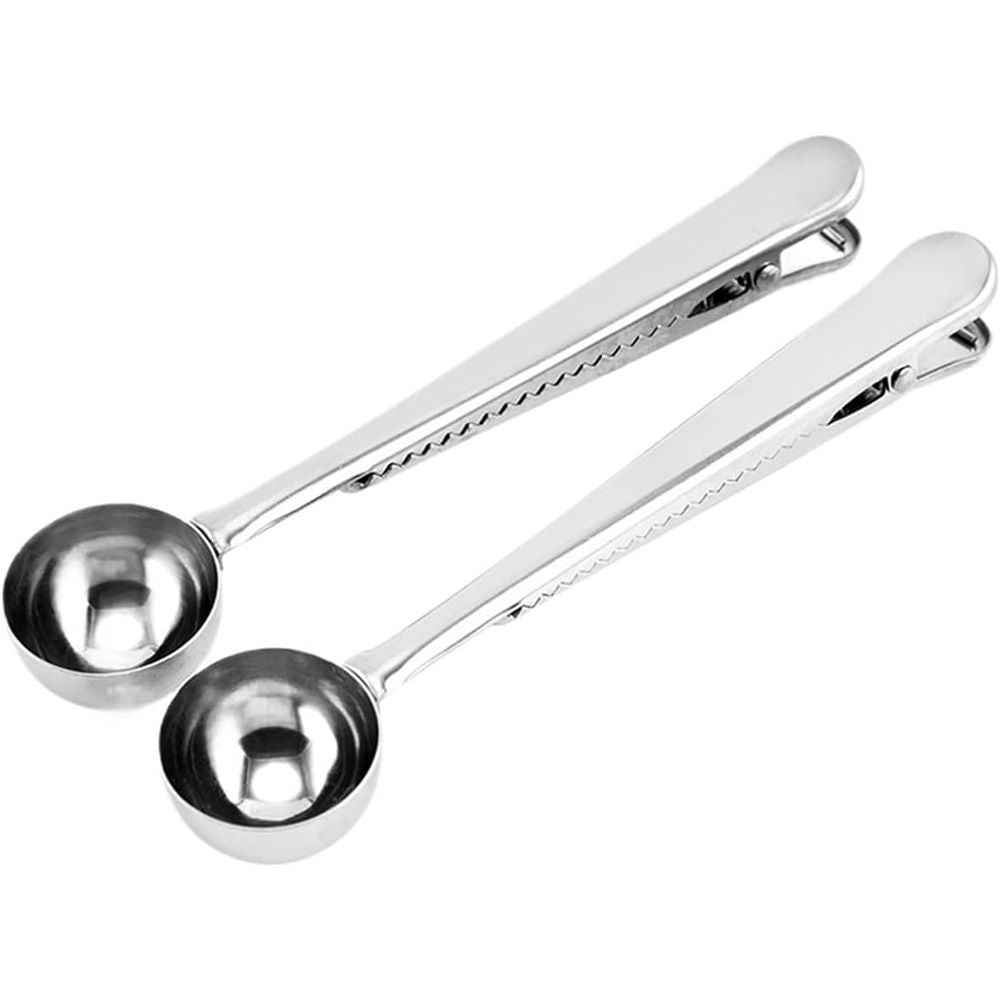 4 Pack of Coffee Scoops, stainless steel measuring scoop, with coffee bag clip, suitable for ground coffee, espresso beans, milk powder, protein powder