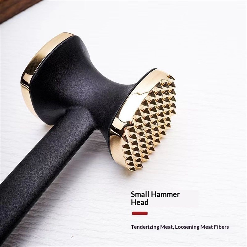2 pack Meat Tenderizer Tool, Double Side Meat Hammer Tenderizer With Comfort-Grip Handle Heavy Duty Manual Hammer Mallet Tool for Steak Chicken and Pork(Black+golden)