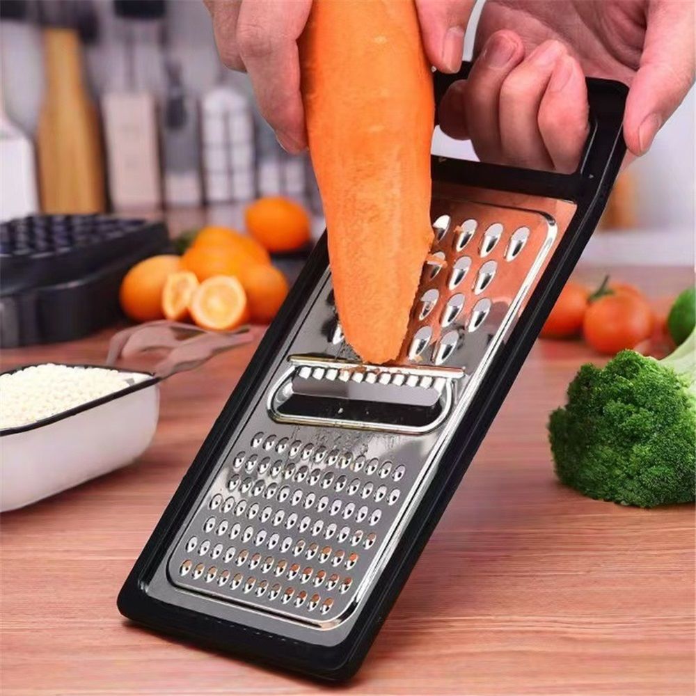 Chef Aid Grater Frame, black, Rectangular, Non-Slip, Multifunction Tool for Kitchen Prep（24.5 x 11cm）