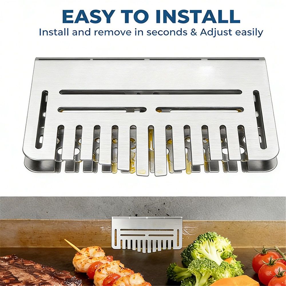 2 pack Griddle Accessories of Grease Gate, Griddle Blocker Food Mesh Screen Goalie Cover, Blocks Food from Falling into Rear Grease Trap