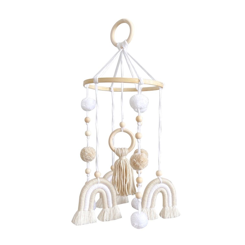 Neutral Boho Rainbow Baby Mobile for Crib Mobile Nursery, Boho Baby Crib Mobile, Natural Crib Mobile for Boys and Girls