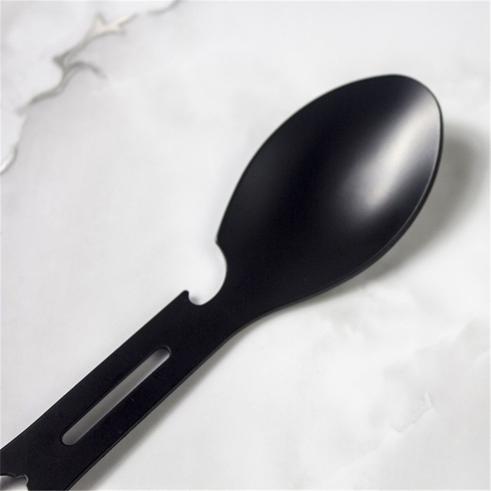 4 pack Multifunctional Outdoor Fork Spoon Detachable Tableware,10-in-1 Utility Tactical Spork, Stainless Steel Spoon & Bottle Opener, Fork & Knife, Combo Camping Utensil for Hiking(Black)