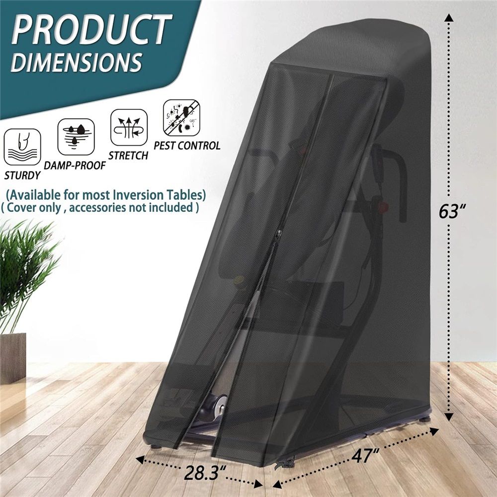 Inversion Table Cover - Dustproof and Waterproof Inversion Equipment Protection Covers (47" L X 28.3" W X 63" H) - Keep Your Inversion Table Safe from Dirt and Scratches（Only cover）