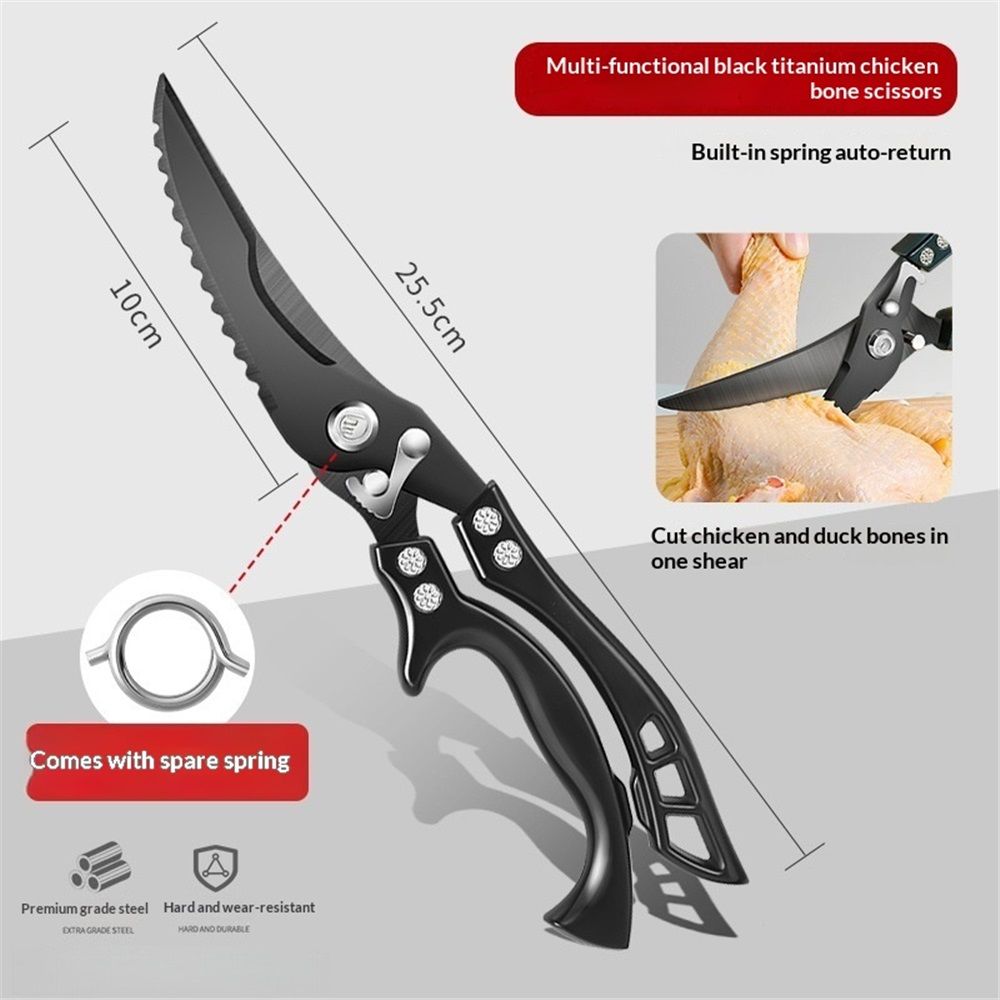 Poultry Shears, Heavy Duty Kitchen Shears with Serrated Edge, No Rust Spring Loaded, Multipurpose Stainless Steel Kitchen Scissors for Chicken, Bone, Meat, Turkey, Fish Thanksgiving Gifts