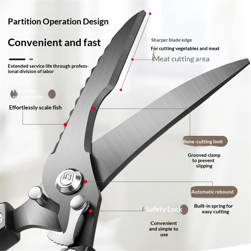 Poultry Shears, Heavy Duty Kitchen Shears with Serrated Edge, No Rust Spring Loaded, Multipurpose Stainless Steel Kitchen Scissors for Chicken, Bone, Meat, Turkey, Fish Thanksgiving Gifts