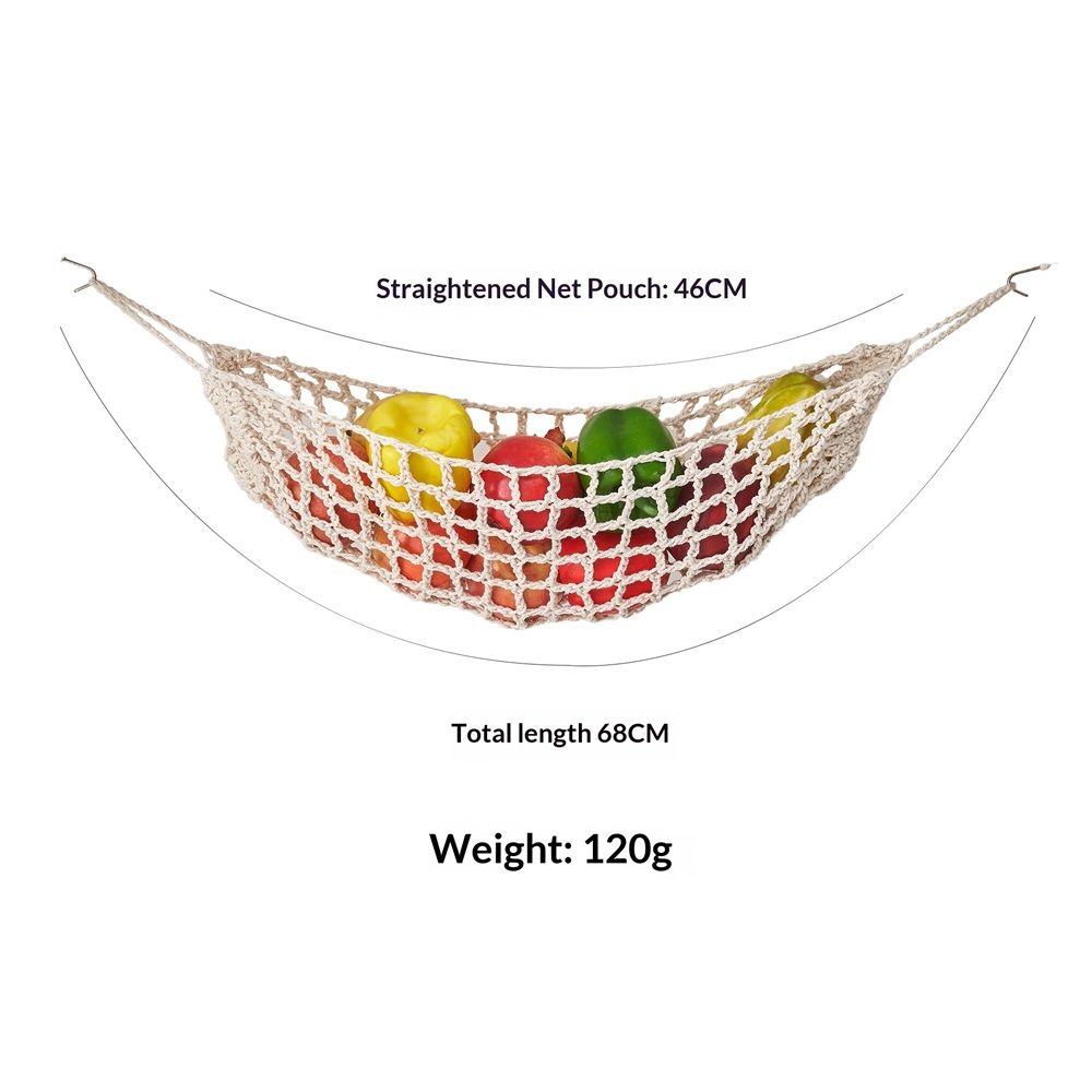 Hanging Fruit Hammock Under Cabinet - Cotton Basket Storage for Produce, Banana - Boho Kitchen Decor for More Counter Space at Home Boat Camper RV（only bag）