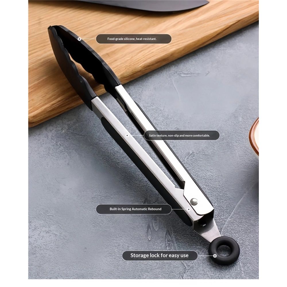 Kitchen Tongs for Cooking with Silicone Tips , BPA Free Stainless Steel set of 2 Silicone Tongs for Cooking, Grilling & Toss a Salad, Heat Resistant Grill Tongs for Serving Food