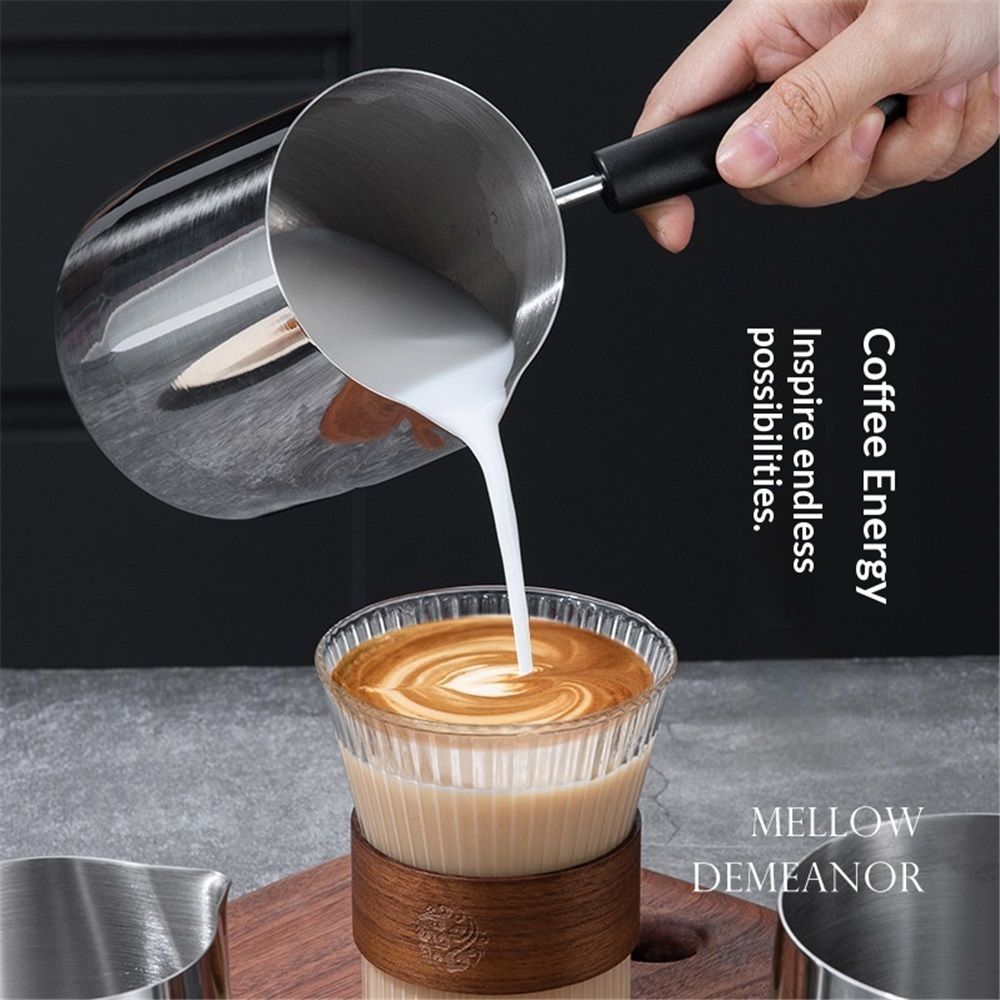Stainless Steel Milk Frothing Jug - 350ml Long-Handle Pitcher