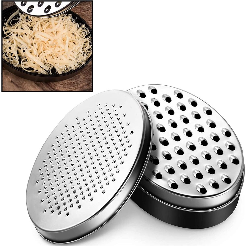 2 pack Cheese Grater Citrus Lemon Zester with Food Storage Container & Lid - Perfect For Hard Parmesan Or Soft Cheddar Cheeses, Ginger, Vegetables, Butter, Chocolate & Nutmeg (Black)