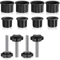 12 Pcs Umbrella Base Stand Replacement Parts,Patio Umbrella Base Replacement Parts Outdoor Umbrella Hole Ring Plug Cover with Thread Screw Replacement Hand Knob for Backyard Patio Table Decks,Black