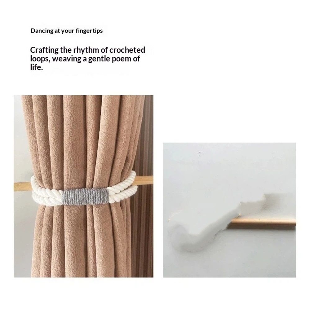 2 pack Curtain Tiebacks Rustic Holdbacks for Drapes, Farmhouse Tie Backs for Curtains, Jute Rope with Wood Club, Natural Boho Decor Shabby Chic Drapery Holder