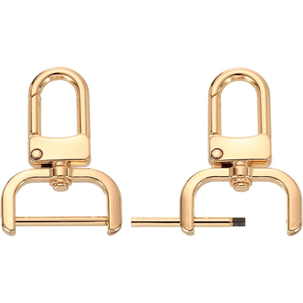 2pcs Detachable Snap Hook Swivel Clasp w/Screw Bar Bag Strap Hardware Replacement, for Bag Strap Purse Lanyard DIY Craft Hardware (1 Inch, Gold)