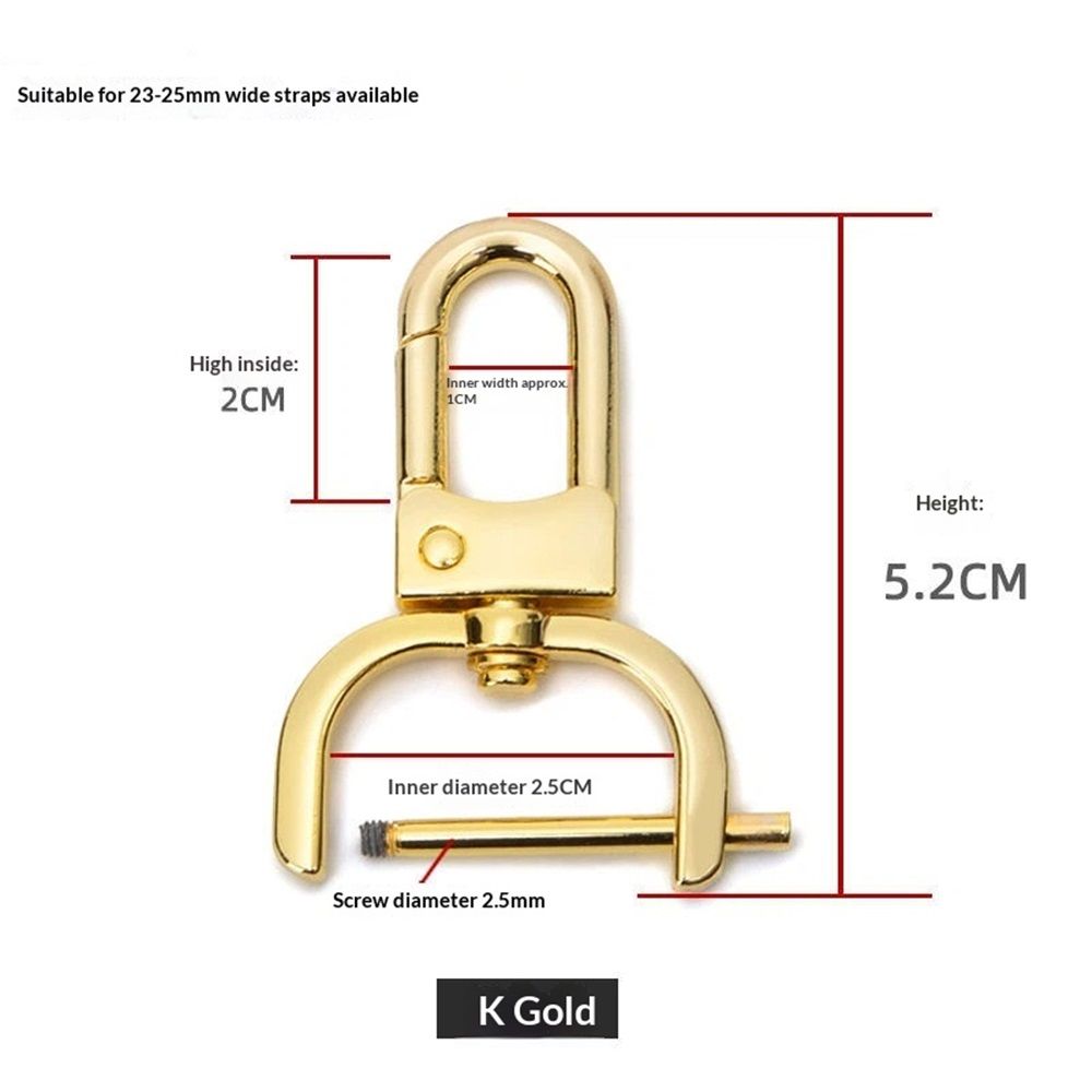 2pcs Detachable Snap Hook Swivel Clasp w/Screw Bar Bag Strap Hardware Replacement, for Bag Strap Purse Lanyard DIY Craft Hardware (1 Inch, Gold)