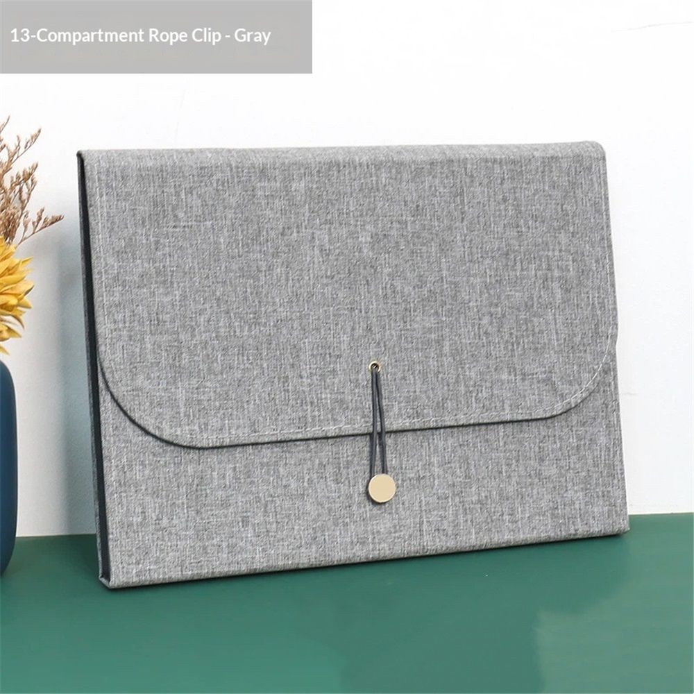Vintage Fashion Expandable File Folder, Letter Size, 13 Pockets,Expanding File Folder Document Organizer A4 Indexed File Case, grey